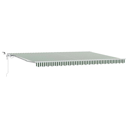 Utfällbar markis Grön och Vit 500 × 350 cm Polyester och metall