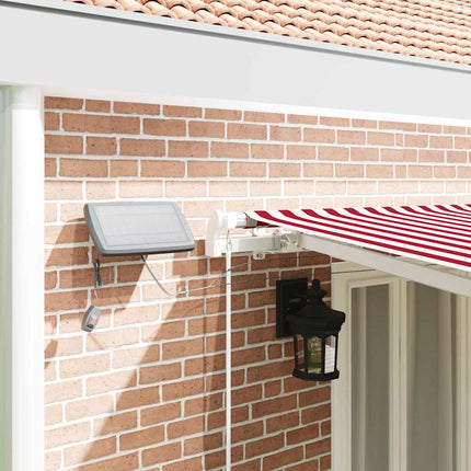 Utdragbar markis Röd och Vit 600 × 300 cm Duk och Aluminium