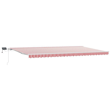 Utdragbar markis Röd och Vit 600 × 300 cm Duk och Aluminium