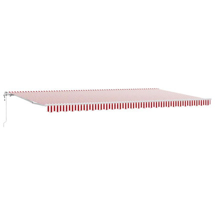 Utdragbar markis Röd och Vit 600 × 300 cm Duk och Aluminium