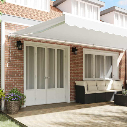 Utdragbar markis Vit 600 × 300 cm Duk och Aluminium
