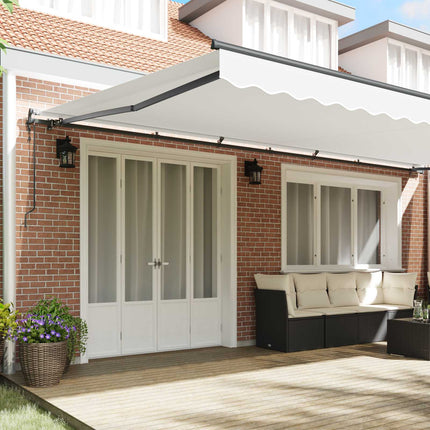 Utdragbar markis Vit 600 × 300 cm Duk och Aluminium