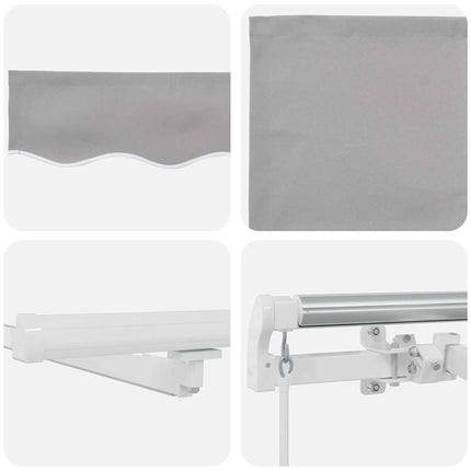 Utdragbar markis Ljusgrå 600 × 300 cm Duk och Aluminium