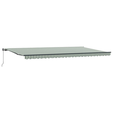 Utfällbar markis Grön och Vit 600 × 300 cm Polyester och Stål
