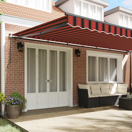 Utfällbar markis orange och brun 600 × 350 cm