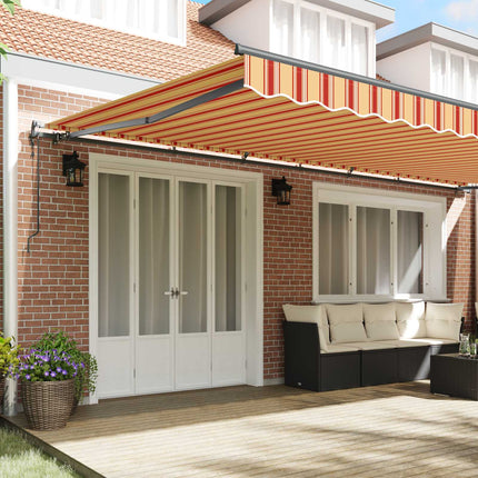 Utfällbar markis Gul och Orange 600 × 350 cm Duk och Aluminium