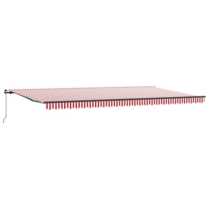 Utfällbar markis Röd och Vit 600 × 350 cm Polyester och Stål