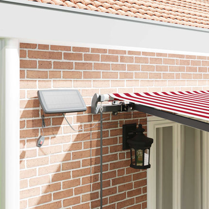Utfällbar markis Röd och vit 600 ×350 cm tyg