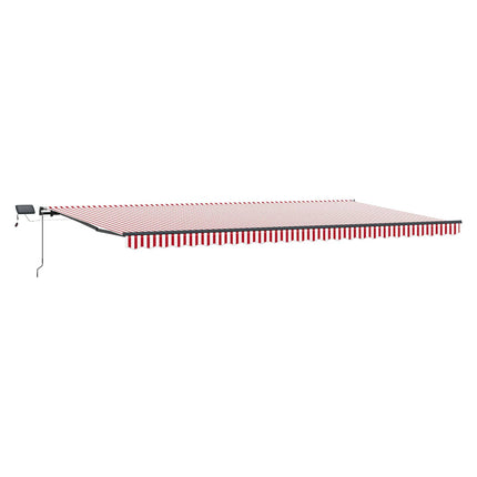 Utfällbar markis Röd och vit 600 ×350 cm tyg