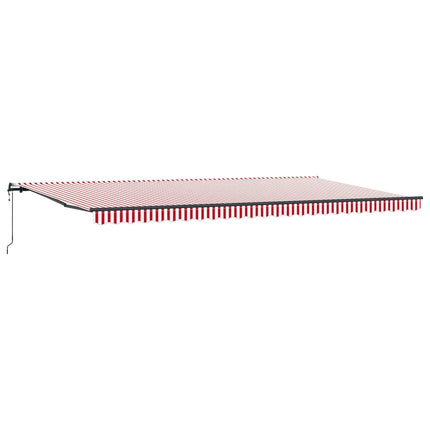 Utfällbar markis Röd och Vit 600 × 350 cm Duk och Aluminium