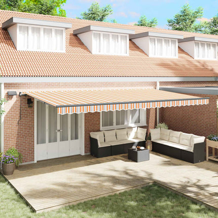 Utdragbar markis Flerfärgsdesign 600 × 350 cm Duk och Aluminium