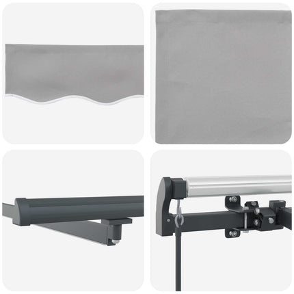 Utdragbar markis Ljusgrå 600 × 350 cm Duk och Aluminium