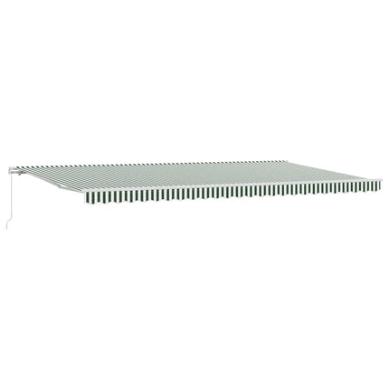 Utdragbar markis Grön och Vit 600 × 350 cm