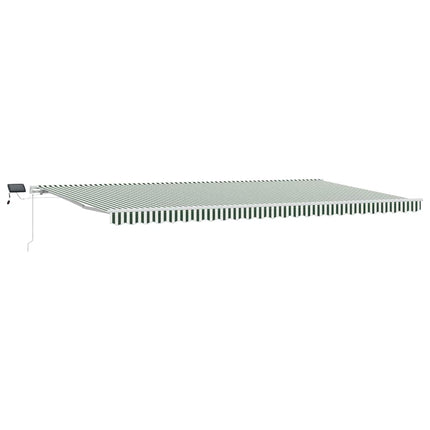 Utdragbar markis Grön och Vit 600 × 350 cm Duk och Aluminium