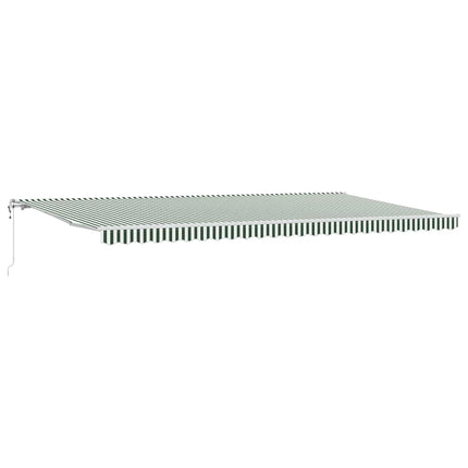 Utdragbar markis Grön och Vit 600 × 350 cm Duk och Aluminium