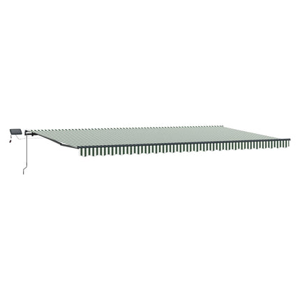 Utdragbar markis Grön och Vit 600 × 350 cm Duk och Aluminium