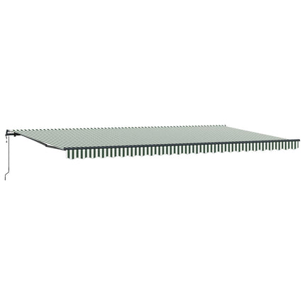 Utdragbar markis Grön och Vit 600 × 350 cm Duk och Aluminium