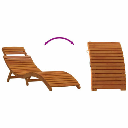 Solsäng med kudde 2 pcs Krämvit Massivt Akaciaträ