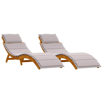 Solsäng med kudde 2 pcs Taupe Massivt Akaciaträ