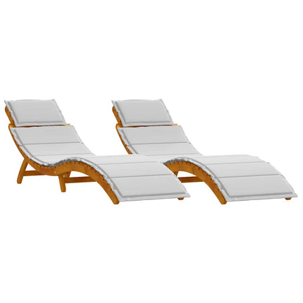 Solsäng med kudde 2 pcs Ljusgrå Massivt Akaciaträ