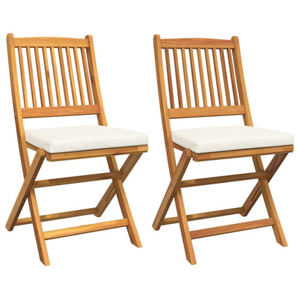 Fällstol med kudde 2 pcs Brun Massivt akaciaträ