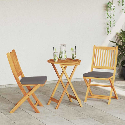 Fällstol med kudde 2 pcs Brun Massivt akaciaträ