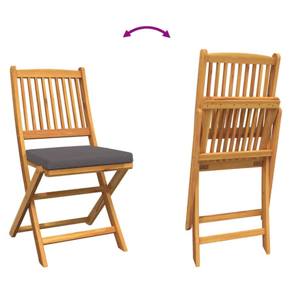 Fällstol med kudde 2 pcs Brun Massivt akaciaträ