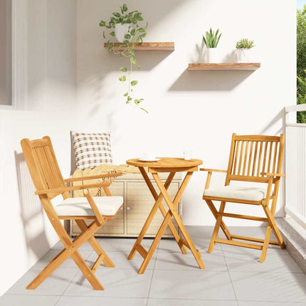 Fällstol med kudde 2 pcs Brun Massivt akaciaträ