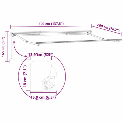 Markisram Justerbar Vit 3,5 x 2 m Stål