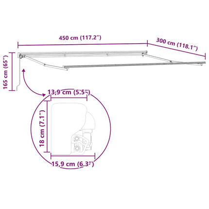 Markisram Justerbar Antracit 4,5 × 3 m Stål
