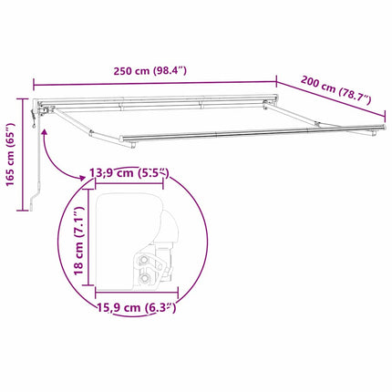 Markisram Justerbar Vit 2,5 x 2 m Stål