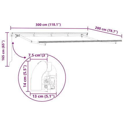 Markisram Vit 3 x 2 m Metall