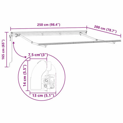 Markisram Vit 2,5 x 2 m Metall