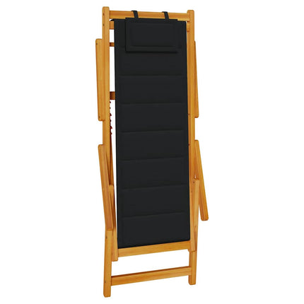 Strandstol med kudde 2 pcs Brun Massivt Akaciaträ