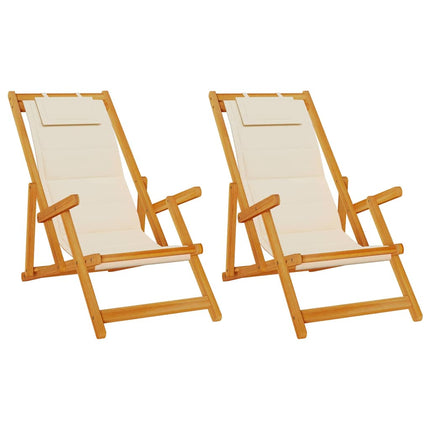 Strandstol 2 st Brun Massivt Akaciaträ