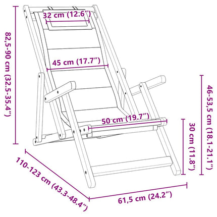 Strandstol med kudde 2 pcs Brun Massivt Akaciaträ