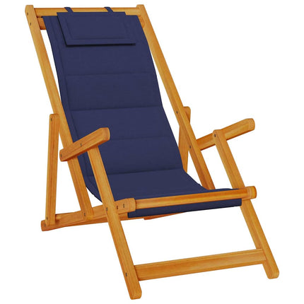 Strandstol med kudde 2 pcs Brun Massivt Akaciaträ