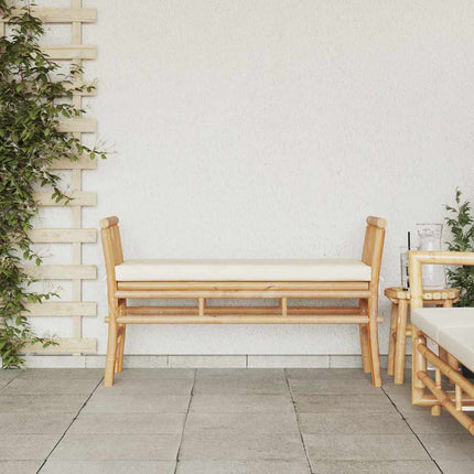 Trädgårdsbänk med kudde Brun 110 x 38 x 65cm Bambu