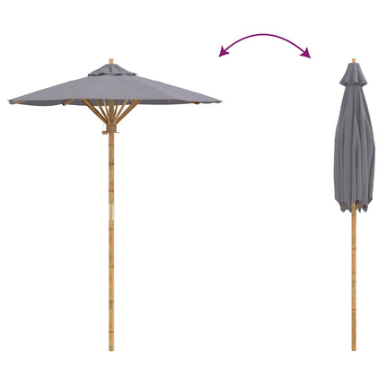Trädgårdsparasol Mörkgrå Ø 150 x 210 cm Bambu