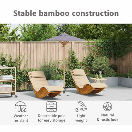 Trädgårdsparasol Mörkgrå Ø 180 x 230 cm Bambu