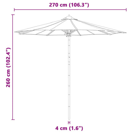 Trädgårdsparasol Mörkgrå Ø 270 x 260 cm Bambu