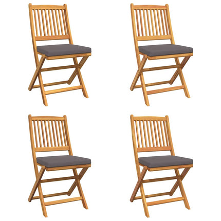 Fällstol med kudde 4 pcs Grå 49 x 57.5 x 92cm Massivt akaciaträ