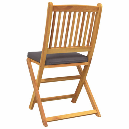 Fällstol med kudde 4 pcs Grå 49 x 57.5 x 92cm Massivt akaciaträ