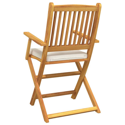Fällstol med kudde 4 pcs Vit 49 x 57.5 x 92cm Massivt akaciaträ