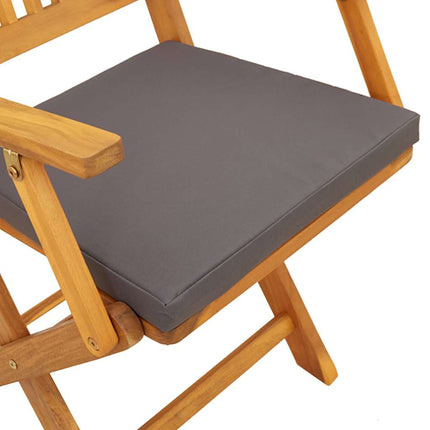 Fällstol med kudde 4 pcs Grå 49 x 57.5 x 92cm Massivt akaciaträ