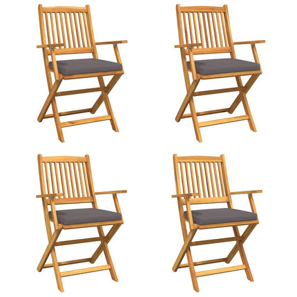 Fällstol 4 st Grå Massivt akaciaträ