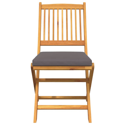 Fällstol med kudde 6 pcs Grå 49 x 57.5 x 92cm Massivt akaciaträ