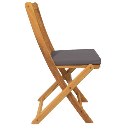 Fällstol med kudde 6 pcs Grå 49 x 57.5 x 92cm Massivt akaciaträ