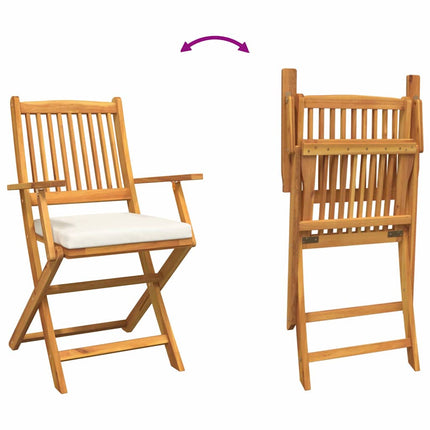 Fällstol med kudde 6 pcs Vit 49 x 57.5 x 92cm Massivt akaciaträ