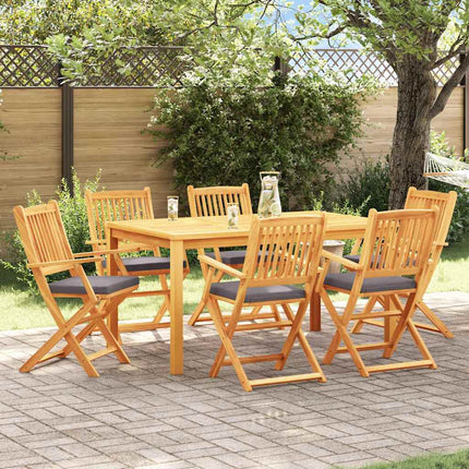 Fällstol med kudde 6 pcs Grå 49 x 57.5 x 92cm Massivt akaciaträ